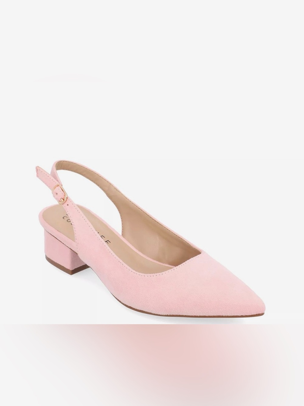 Journee Collection Sylvia Suede Pointed Slingback Block Heel -Size 9